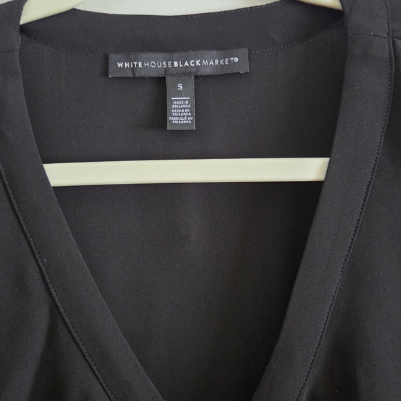 White House Black Market Ruffle Front Top Black Size Small - Picture 3 of 7